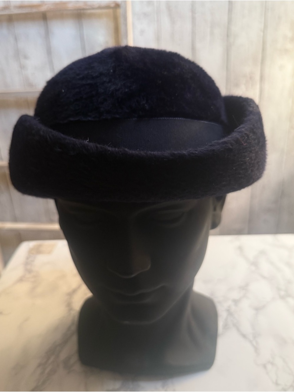 Vintage Lord & Taylor Blk Fur Ribbon Bow Young New York Shops Hat Sz 22” Fedora